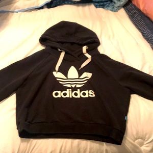 Adidas black crop top hoodie